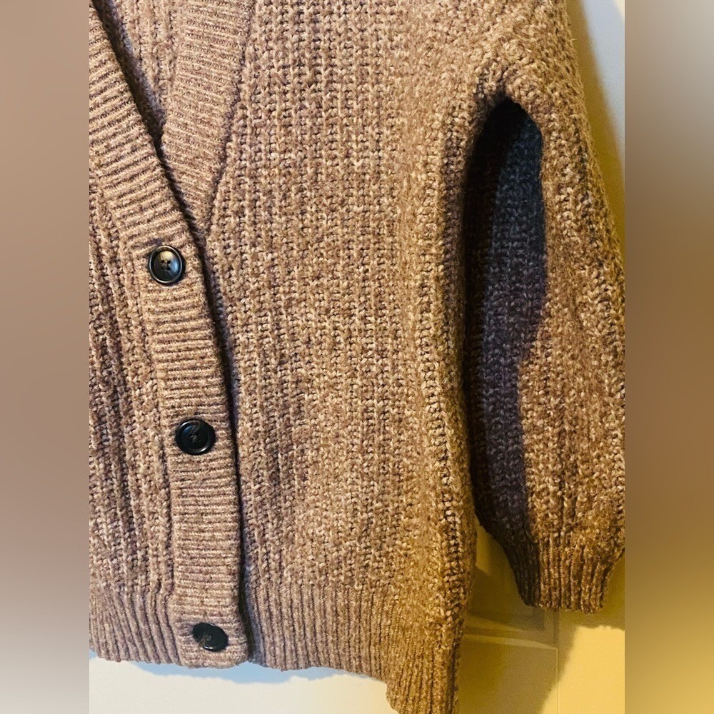 Universal Thread Brown/Tan Long Sleeve Button Up Oversized Chunky Knit Sweater - Picture 4 of 9